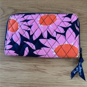 Vera Bradley Floral Pink & Orange Quilted Women's Wallet with Wristlet